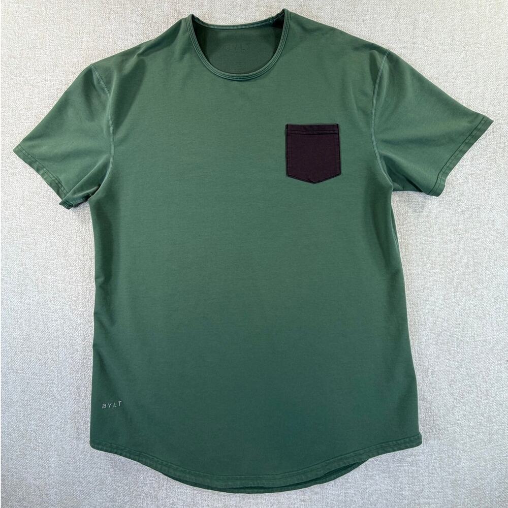 BYLT Mens XL Green Brown Short Sleeve Pocket T Shirt Premium Casual Athletic Tee